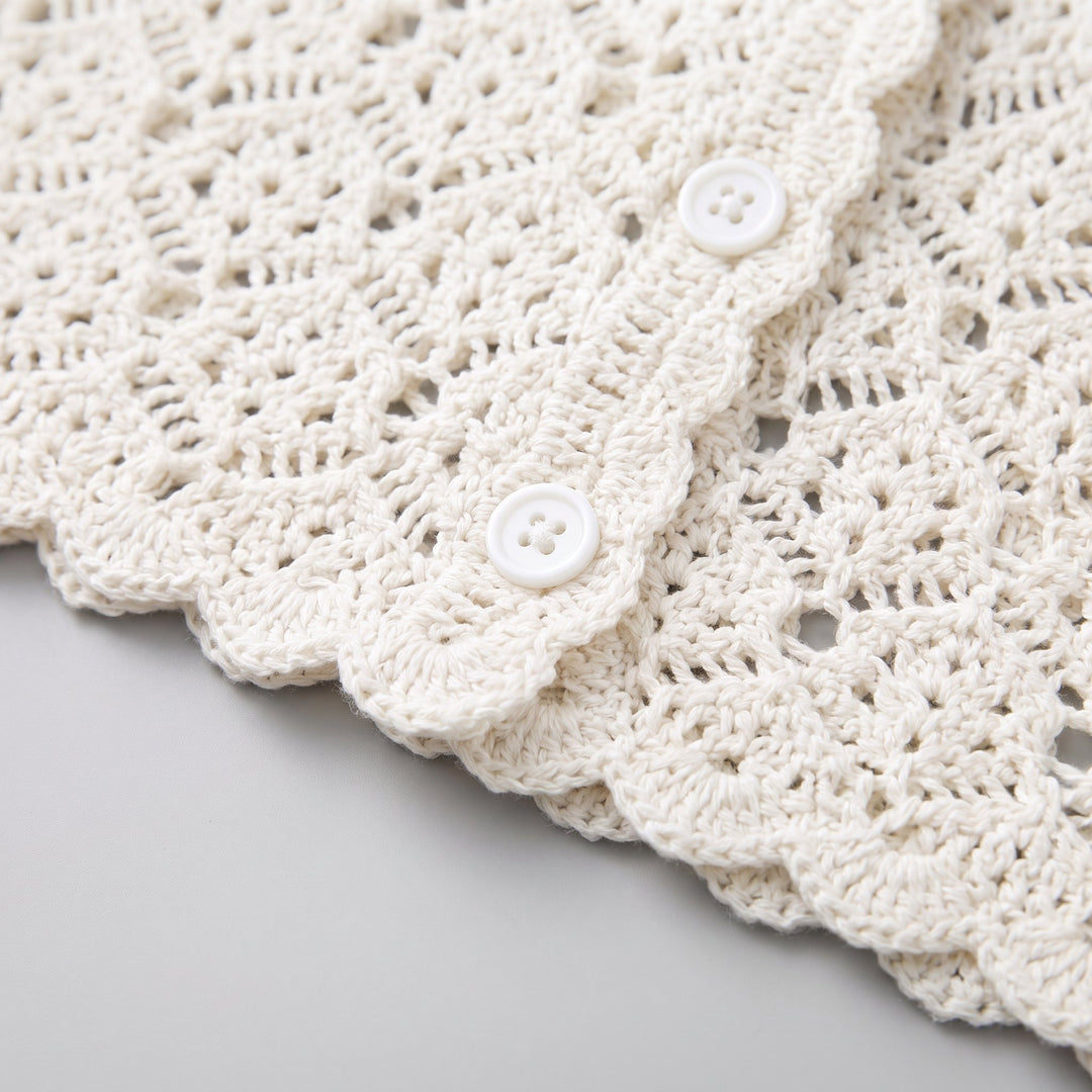 Isabella white crochet lace fabric close-up