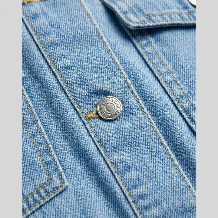 Isabelle Belted Denim Shirt Dress denim fabric detail