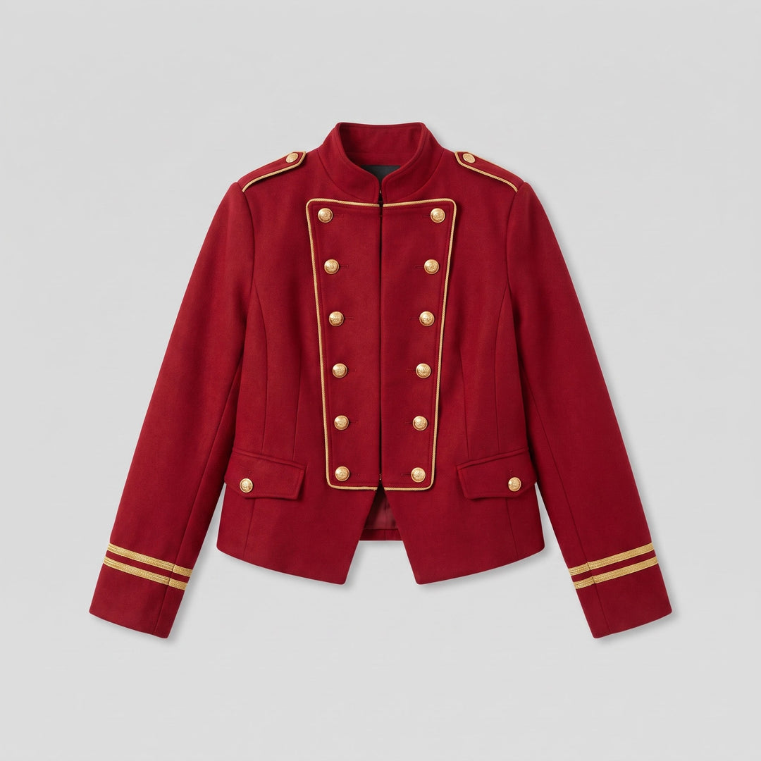Isabelle gold accent military jacket product flat lay