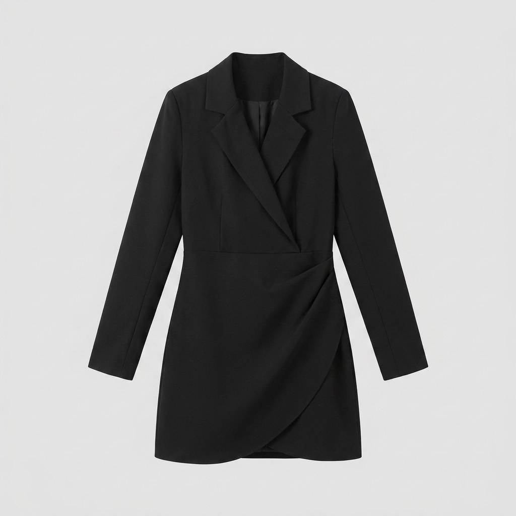 Isabelle black blazer wrap mini dress product flat-lay