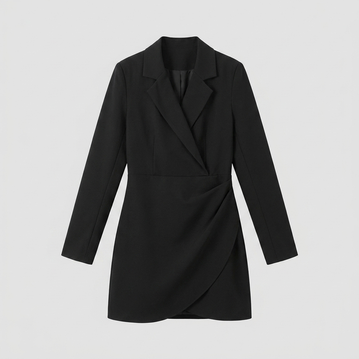 Isabelle black blazer wrap mini dress product flat-lay