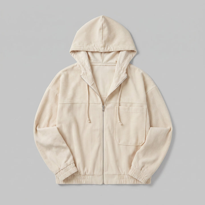 Ivy corduroy hooded zip jacket product flat lay