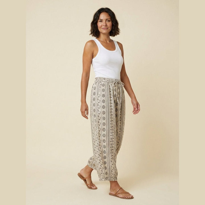 Ivy Crop Pants flower print on model