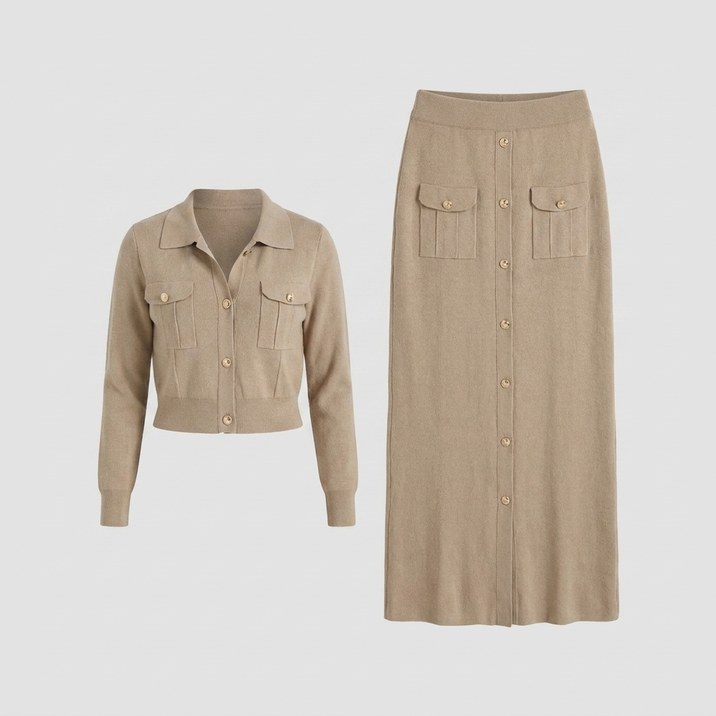 Jace knit top and skirt set product flat-lay