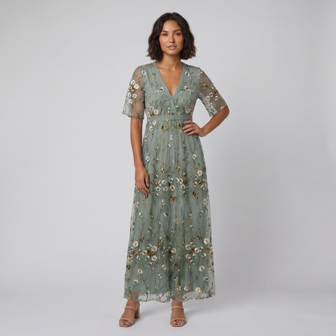 Jade floral maxi dress green - The store Vancouver