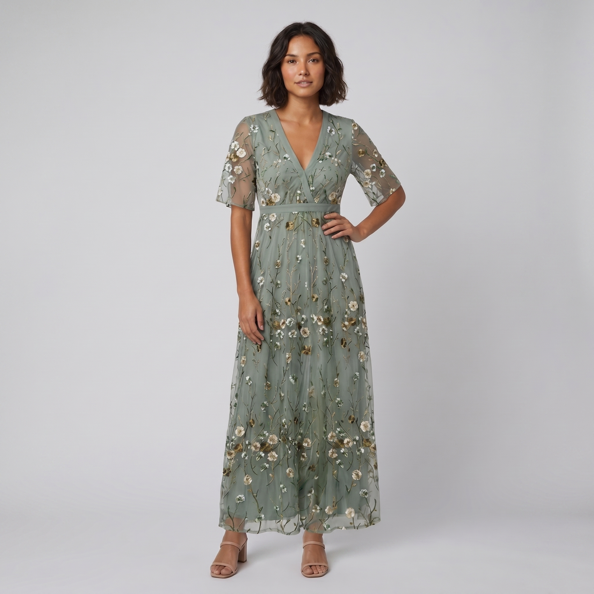 Jade floral maxi dress green - The store Vancouver