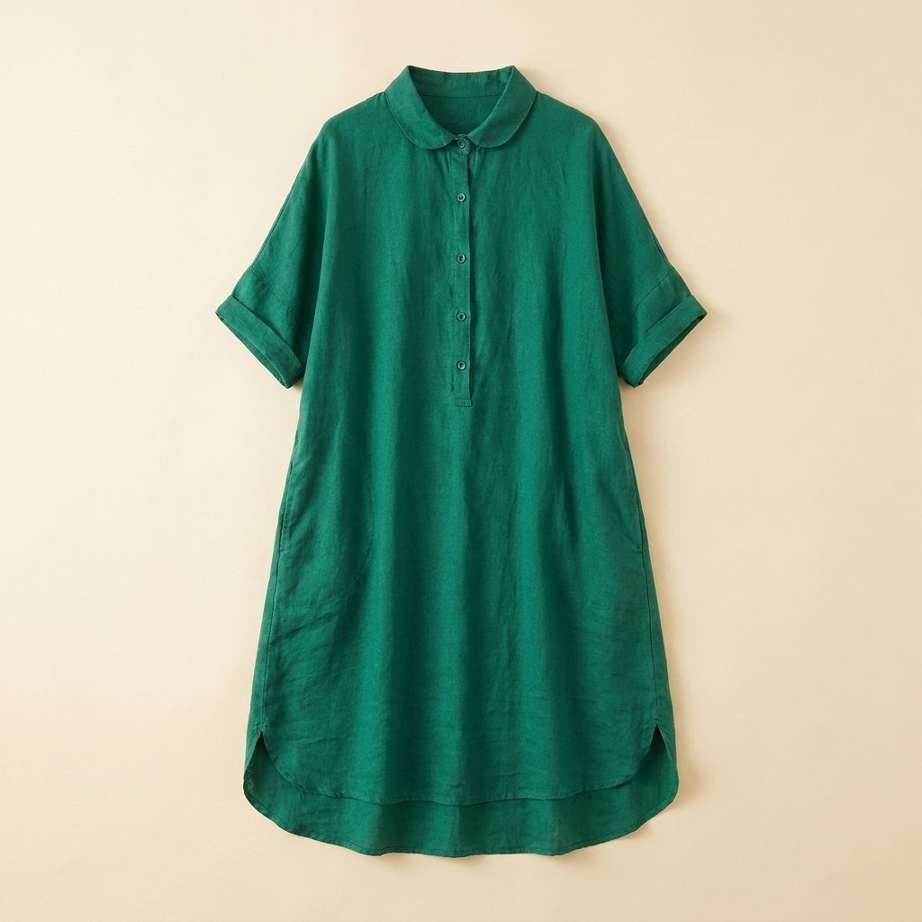Jade plus size linen dress flat lay