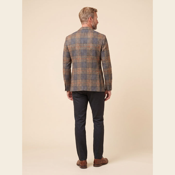 Back view of the brown vintage plaid wool blazer - The store Vancouver