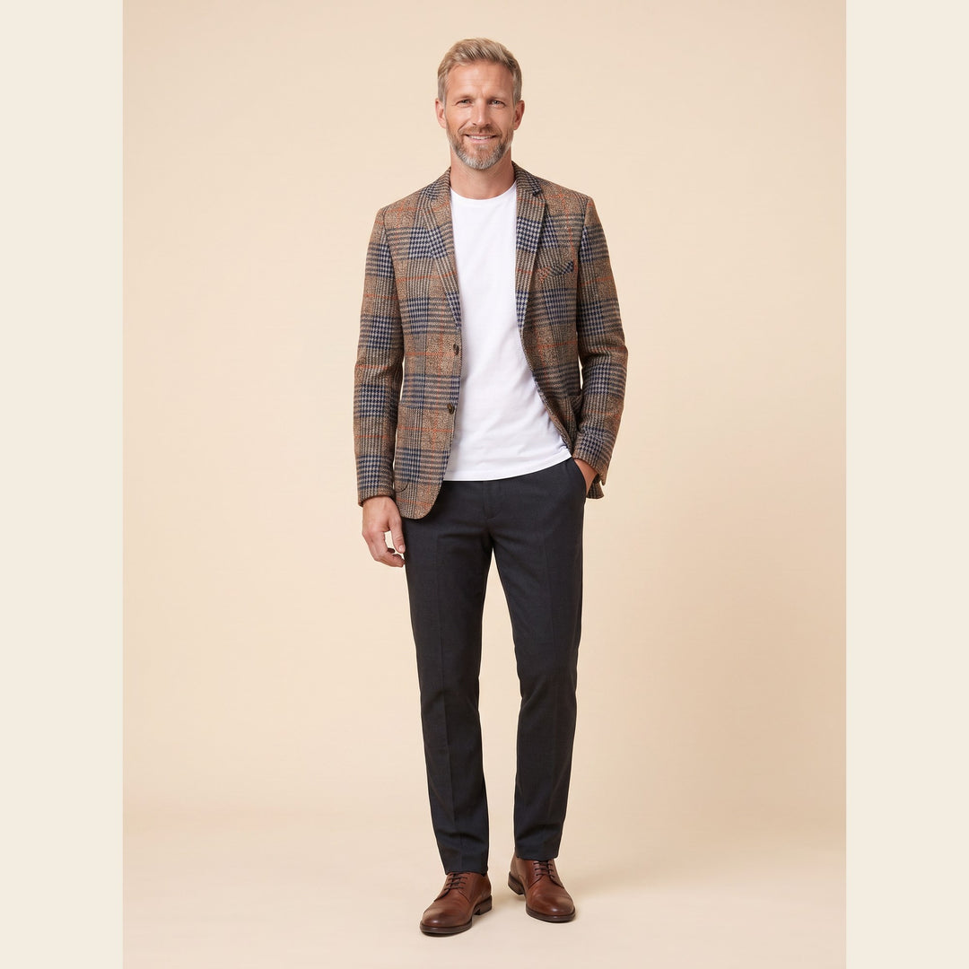 Brown vintage plaid tailored wool blazer for men - The store Vancouver