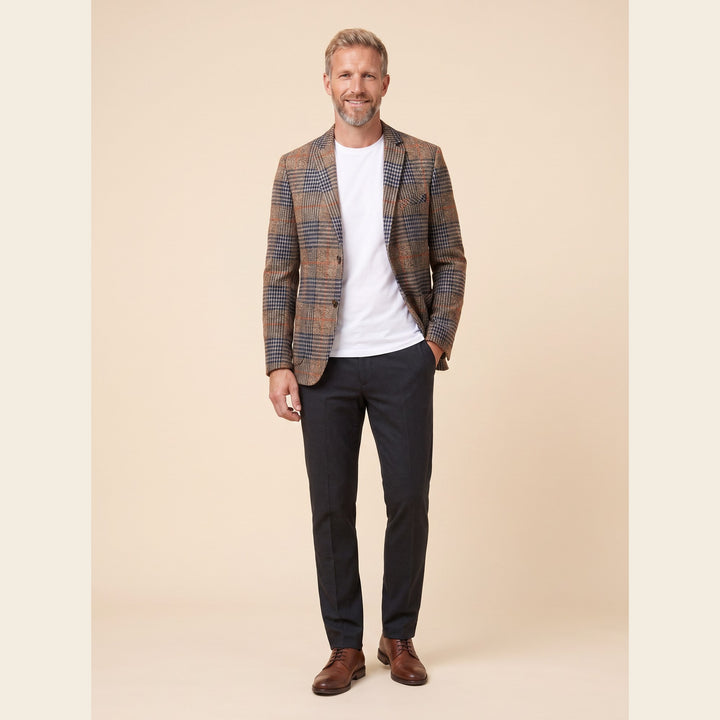 Brown vintage plaid tailored wool blazer for men - The store Vancouver