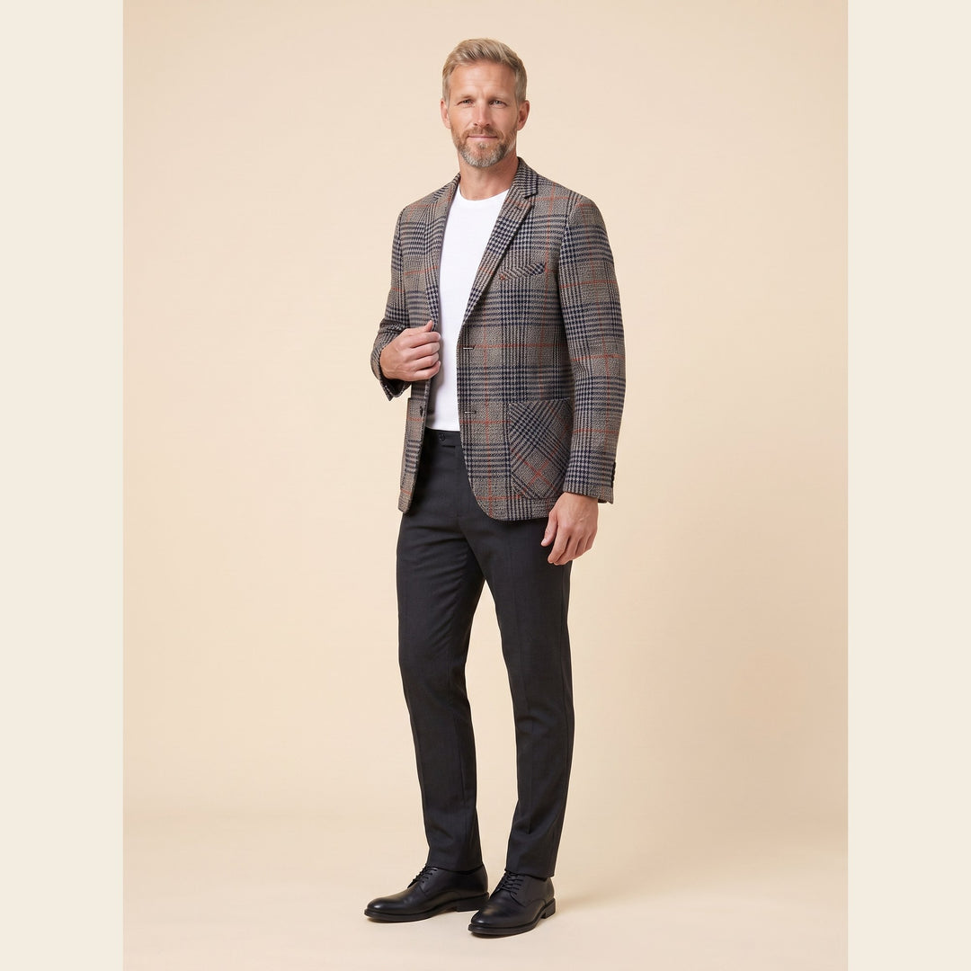 Gray vintage plaid tailored wool blazer for men - The store Vancouver