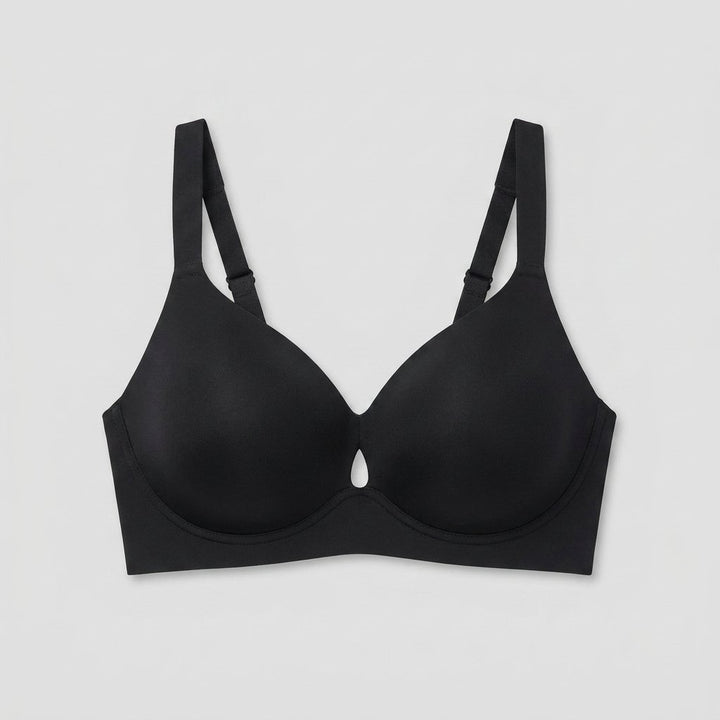 Black jelly lift bra flat-lay