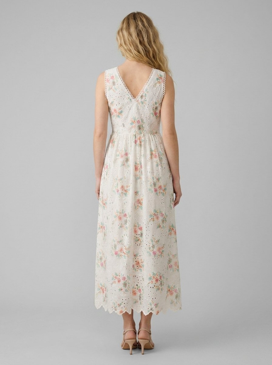 Josephine eyelet floral maxi dress back view