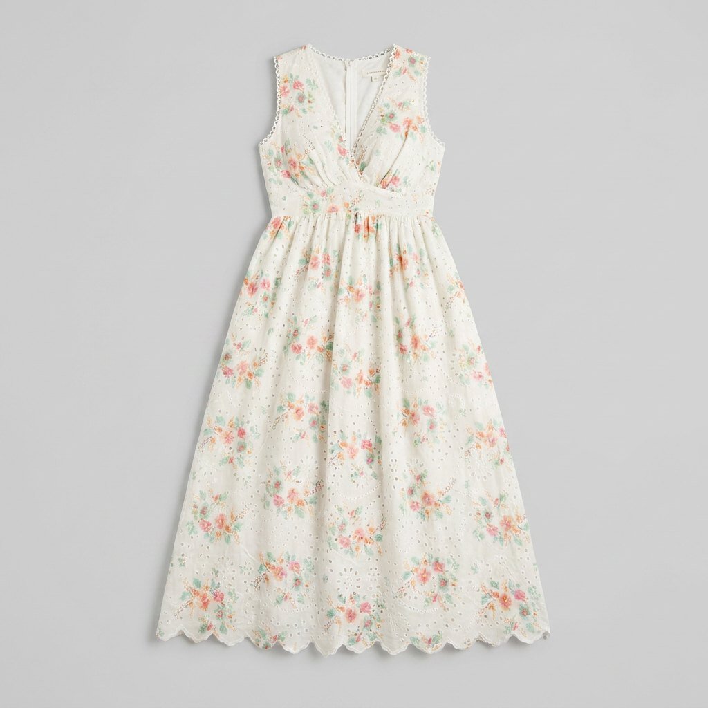 Josephine eyelet floral maxi dress product flat lay