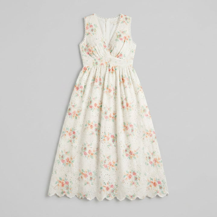 Josephine eyelet floral maxi dress product flat lay