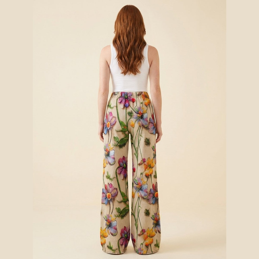 Jovial floral palazzo pants back view