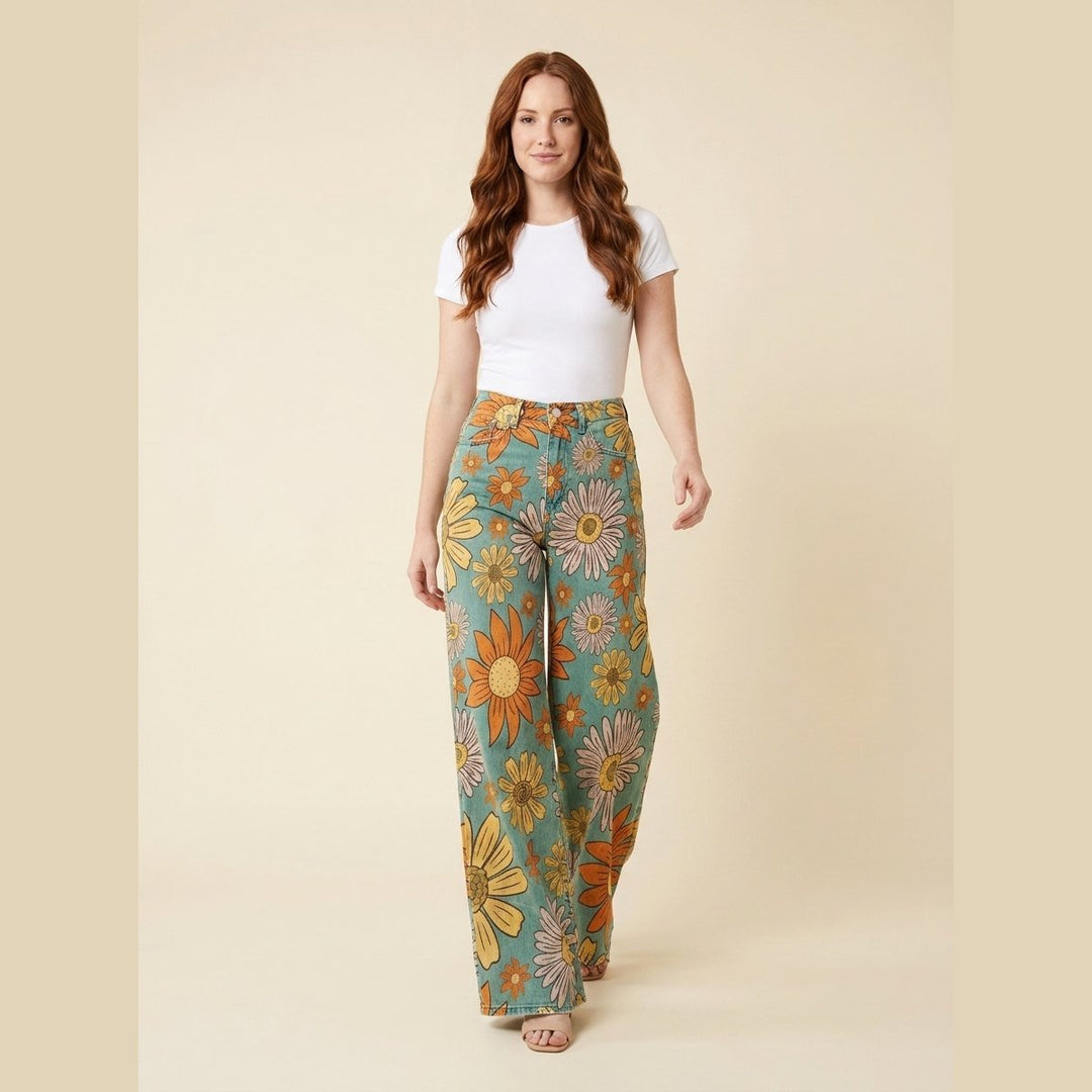 Jovial floral palazzo pants blue print