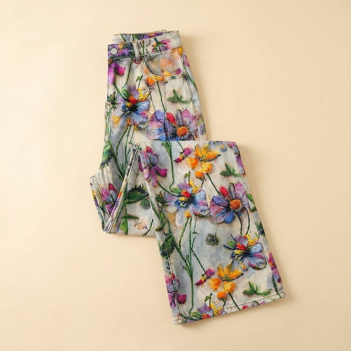 Jovial floral palazzo pants flat lay