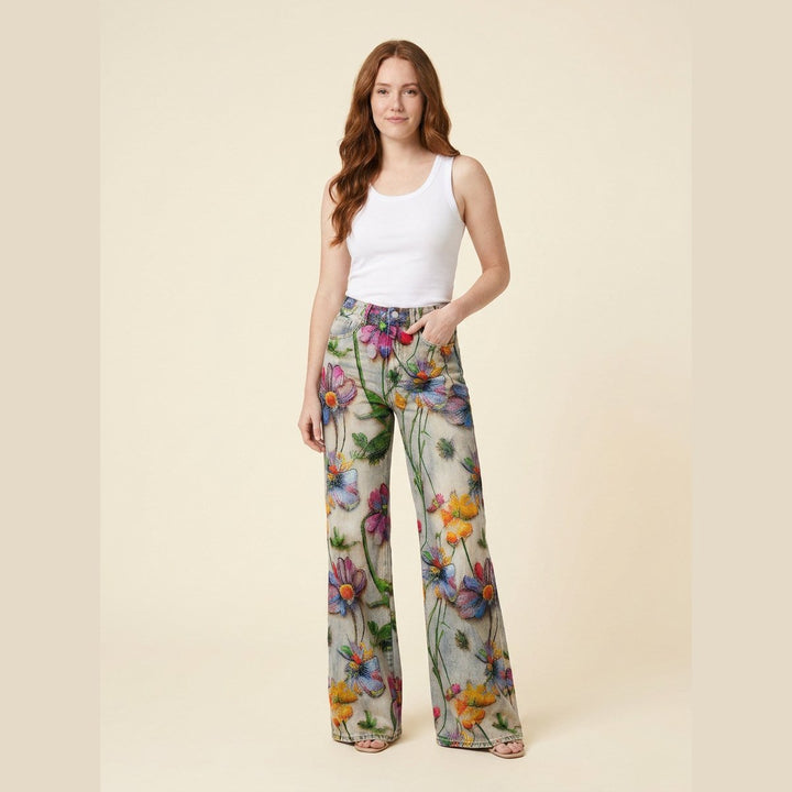 Jovial floral palazzo pants flowers print