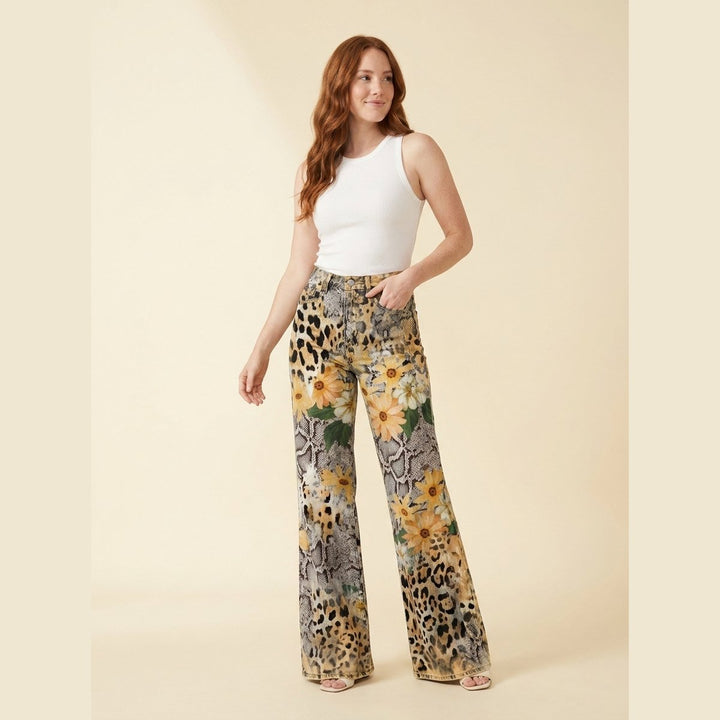 Jovial floral palazzo pants leopard print