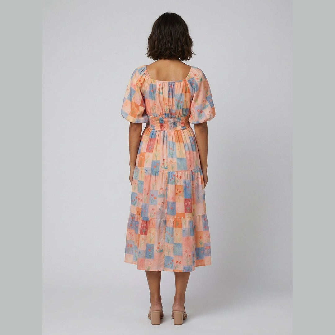 Kara Garden Floral Midi Dress back