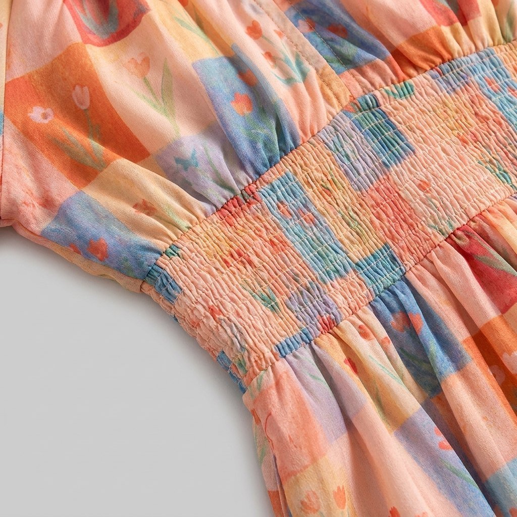 Kara Garden Floral Midi Dress fabric detail