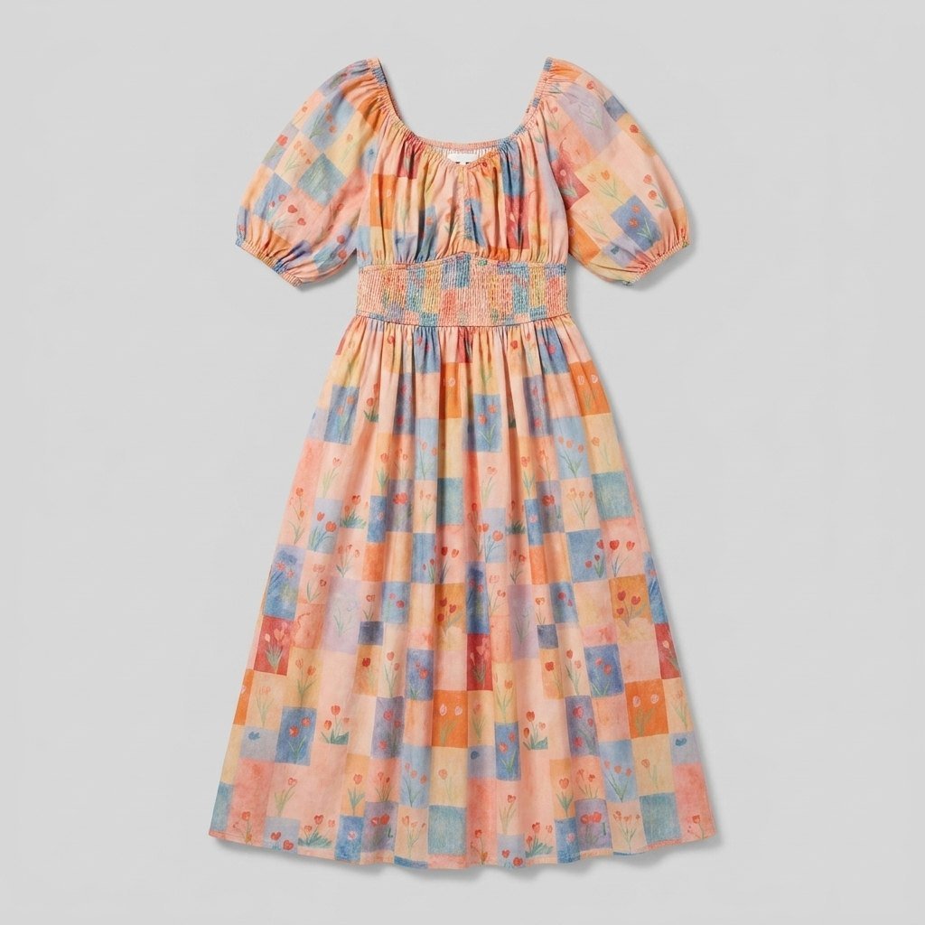 Kara Garden Floral Midi Dress product flat lay