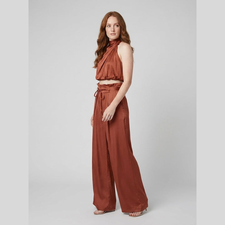 Kara women's satin set in chocolate