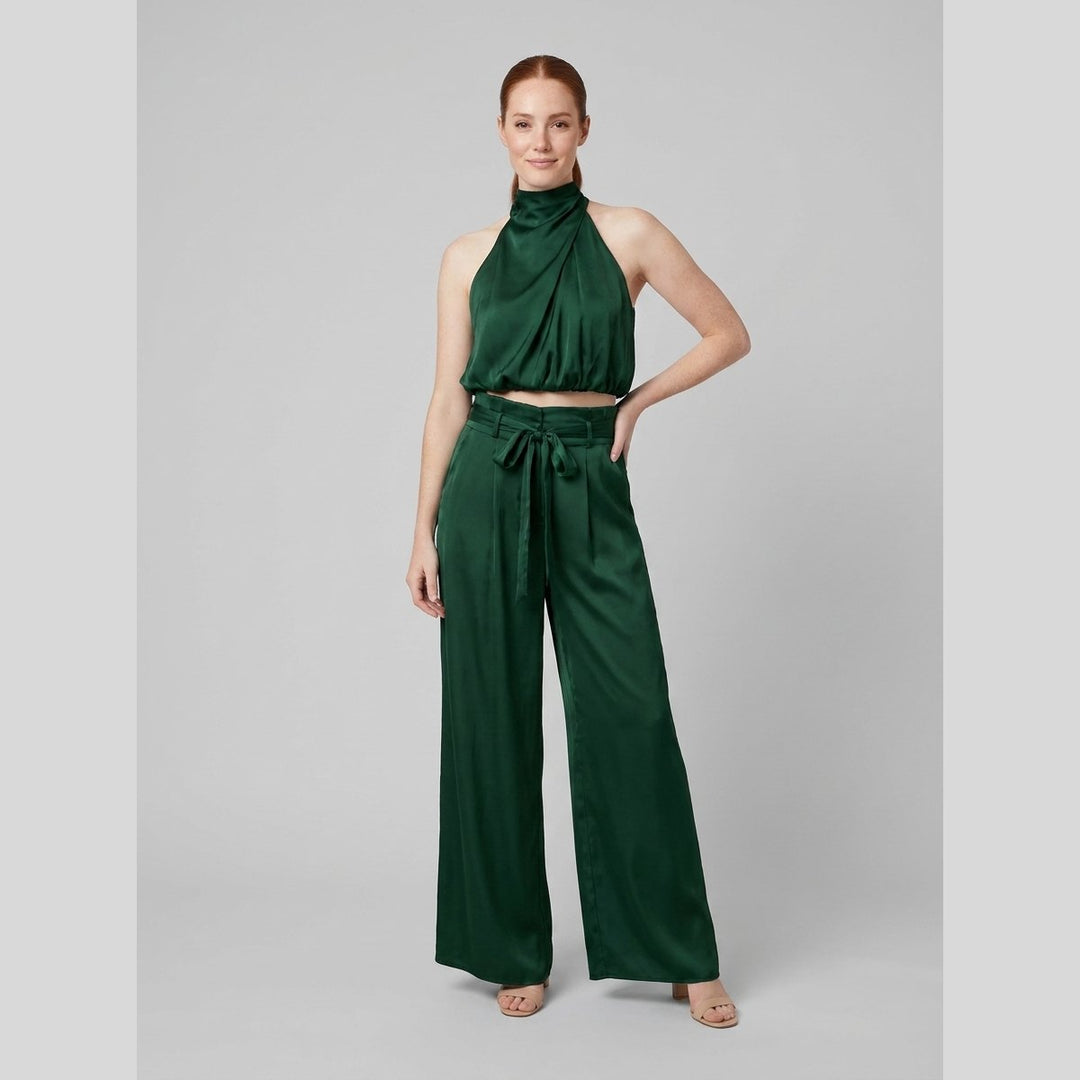 Kara women's satin set in dark green