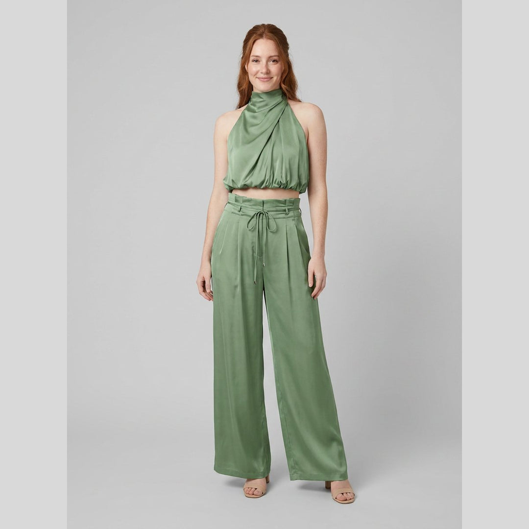Kara women's satin set in sage green