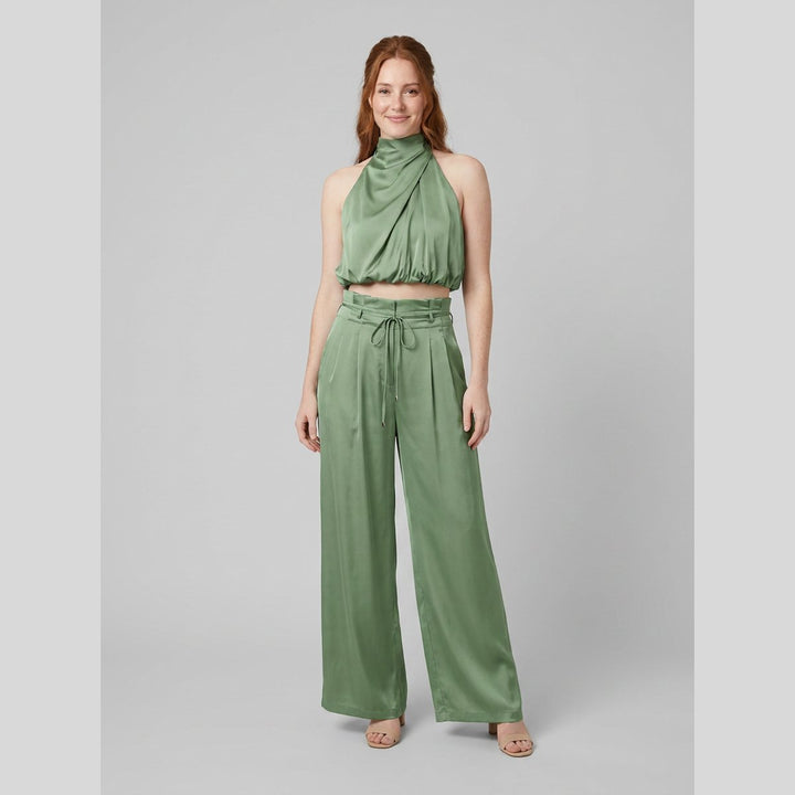 Kara women's satin set in sage green