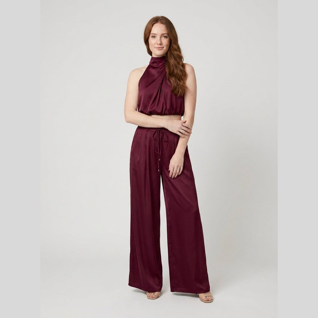 Kara women's satin set in maroon