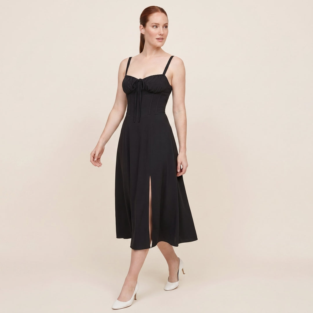 Kiana corset midi dress black