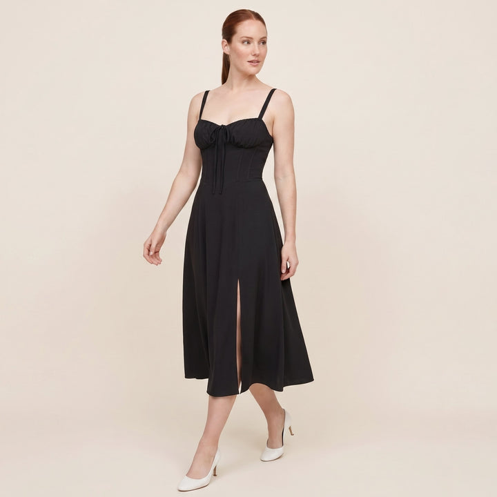Kiana corset midi dress black