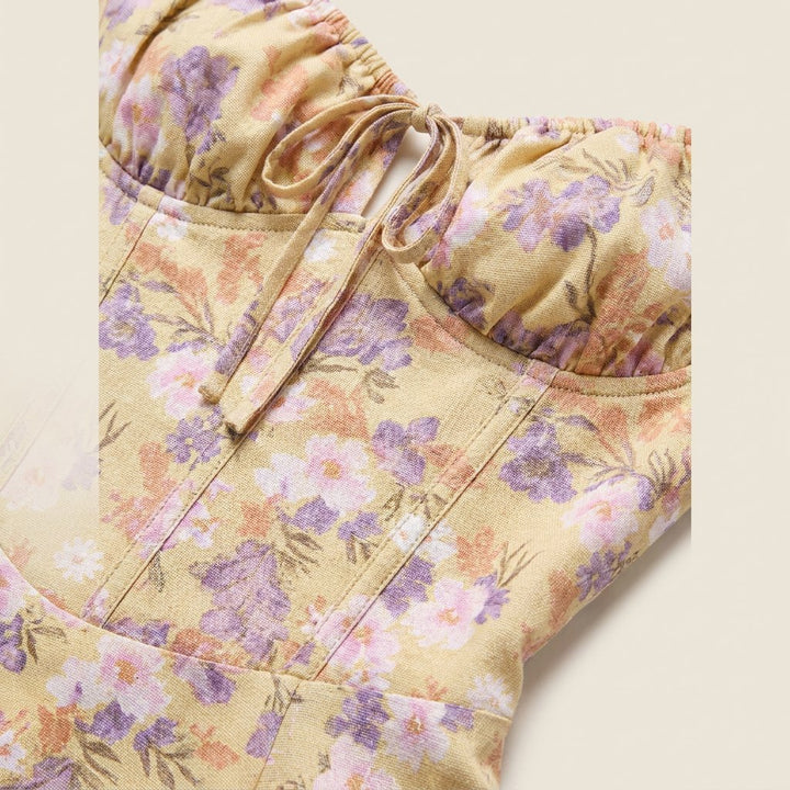 Kiana corset midi dress fabric close up