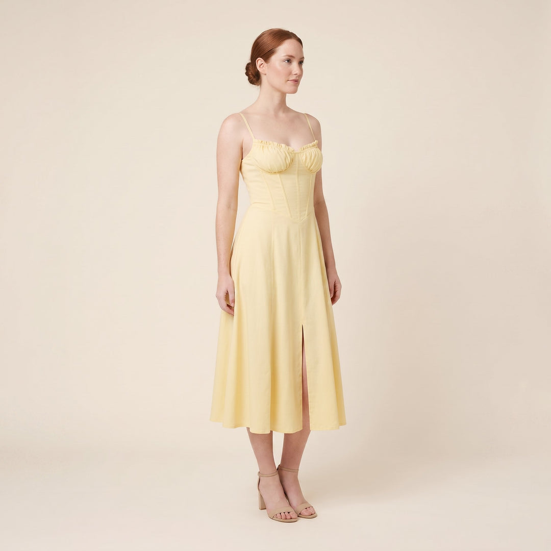 Kiana corset midi dress light yellow
