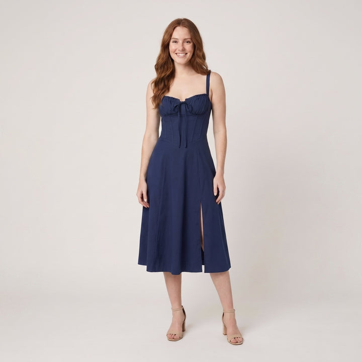 Kiana corset midi dress navy blue