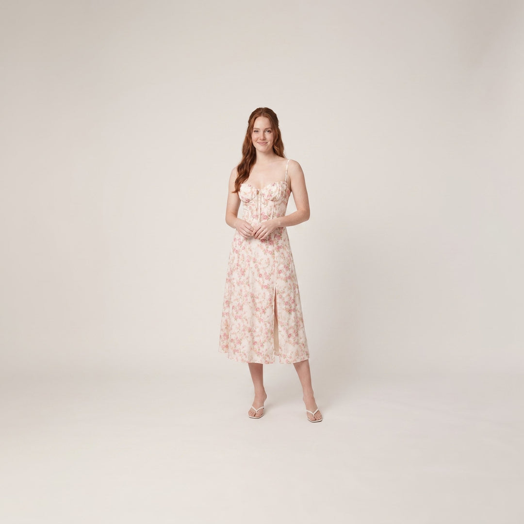Kiana corset midi dress pink floral