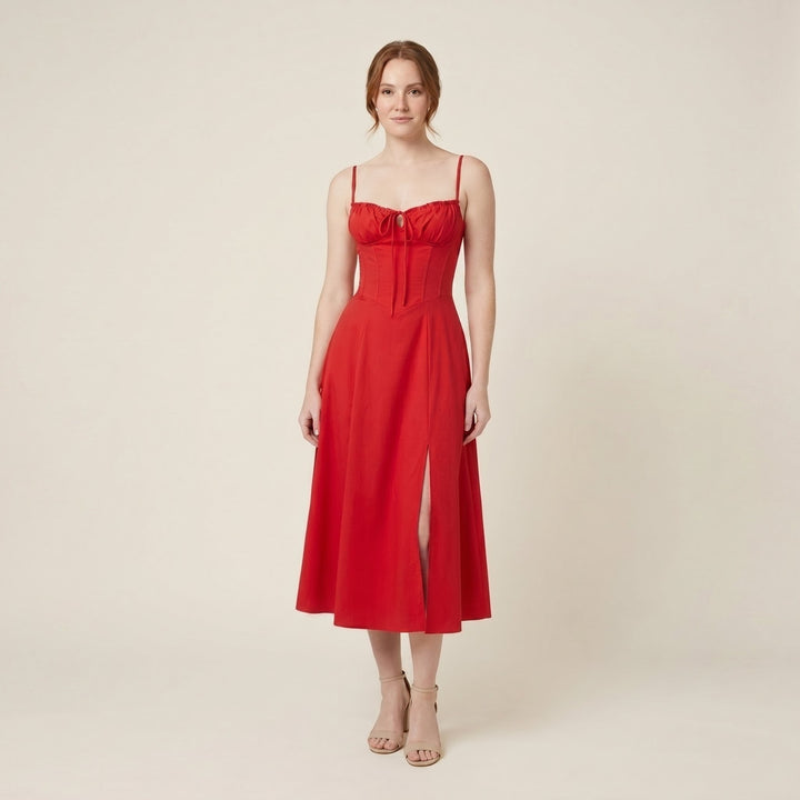 Kiana corset midi dress red