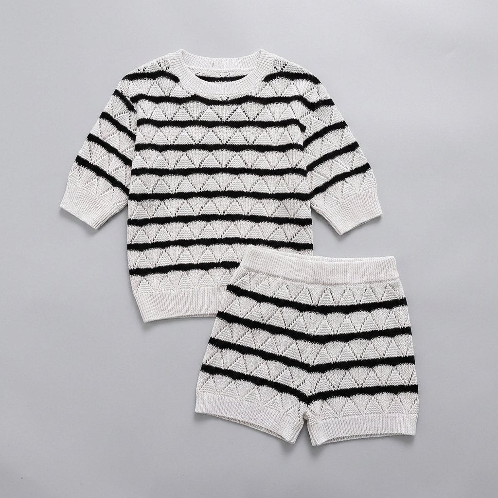 Kira striped knit lounge set flat-lay