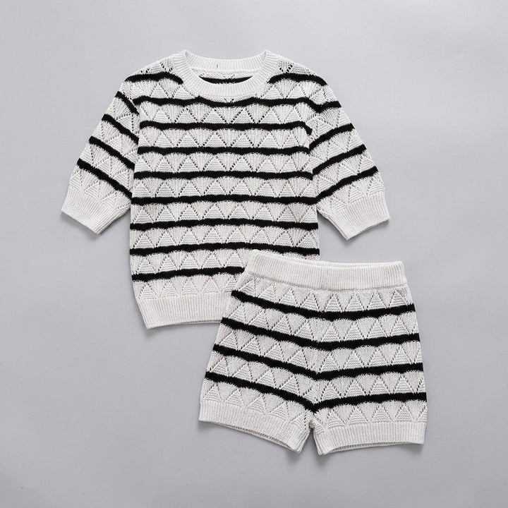 Kira striped knit lounge set flat-lay
