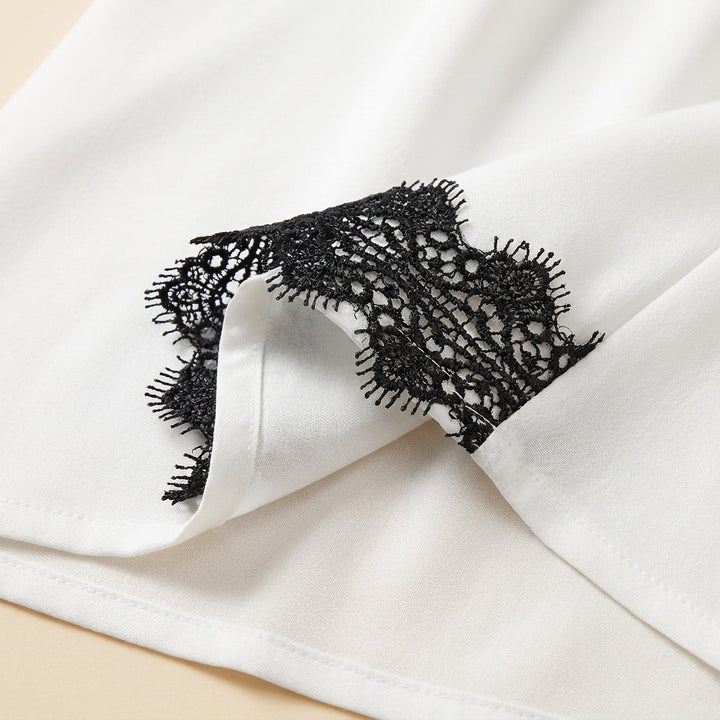 Lana Tencel and black lace fabric close-up