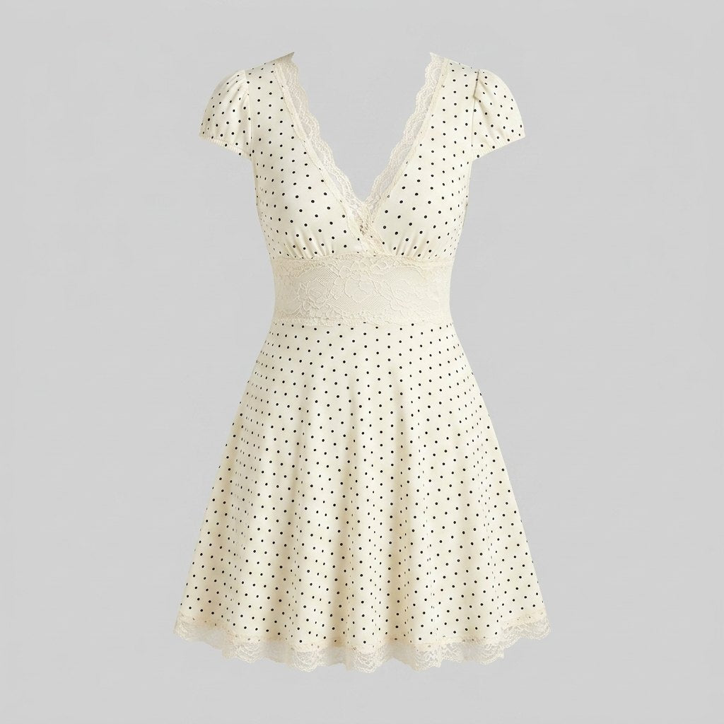 Lara mini dress lace trim product flat lay