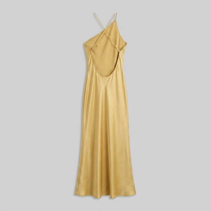 Lavinia open back satin maxi dress back view
