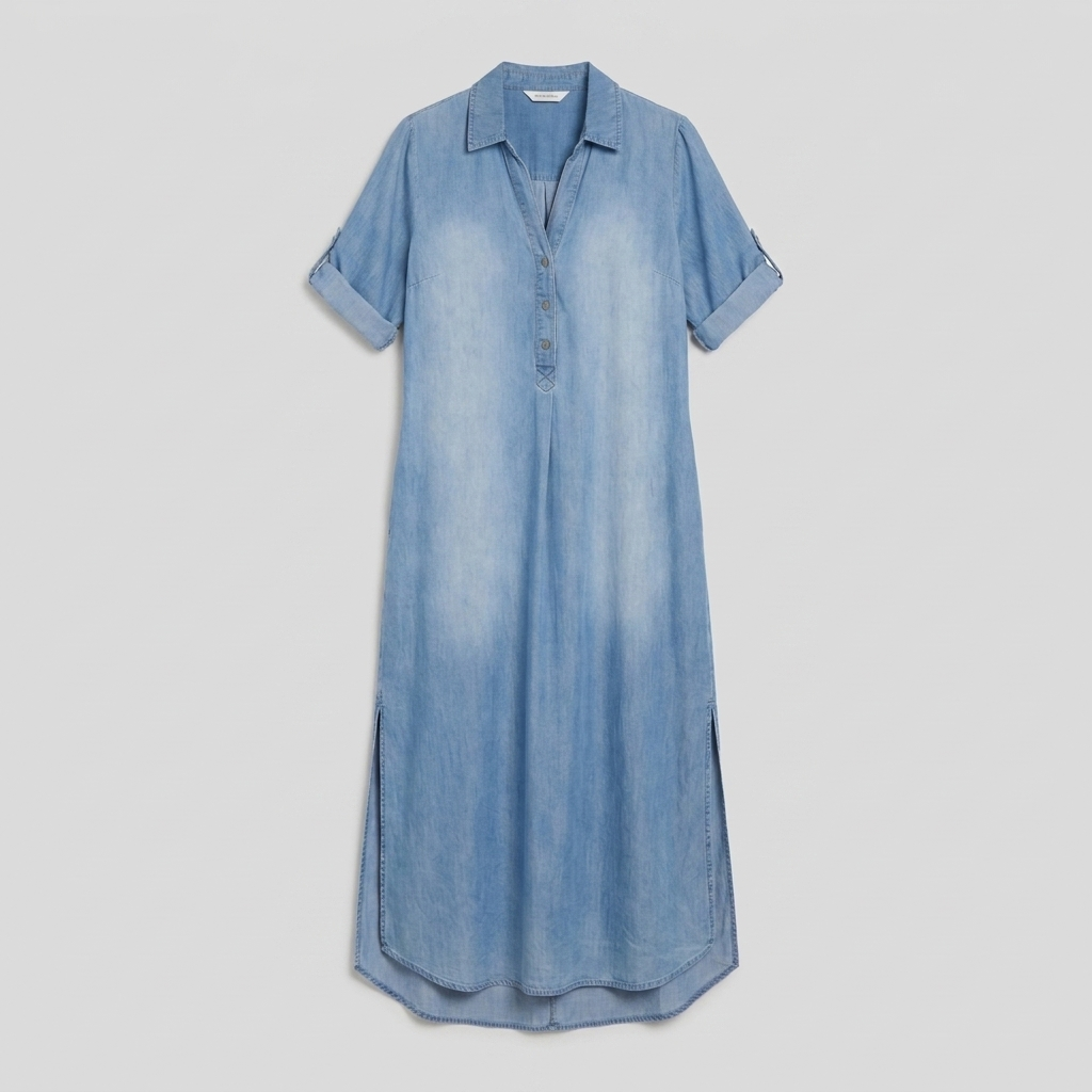 LEA denim dress product flat-lay