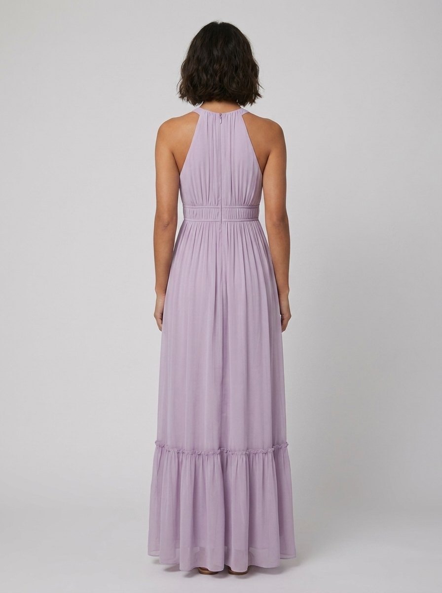 Lila lilac chiffon maxi back view
