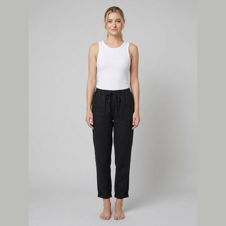 Lina linen pants black