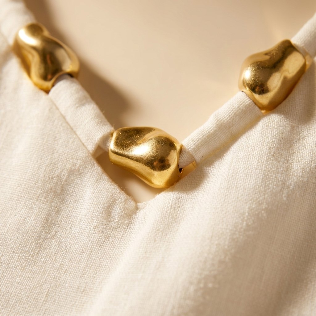 Lina loungewear gold detail closeup