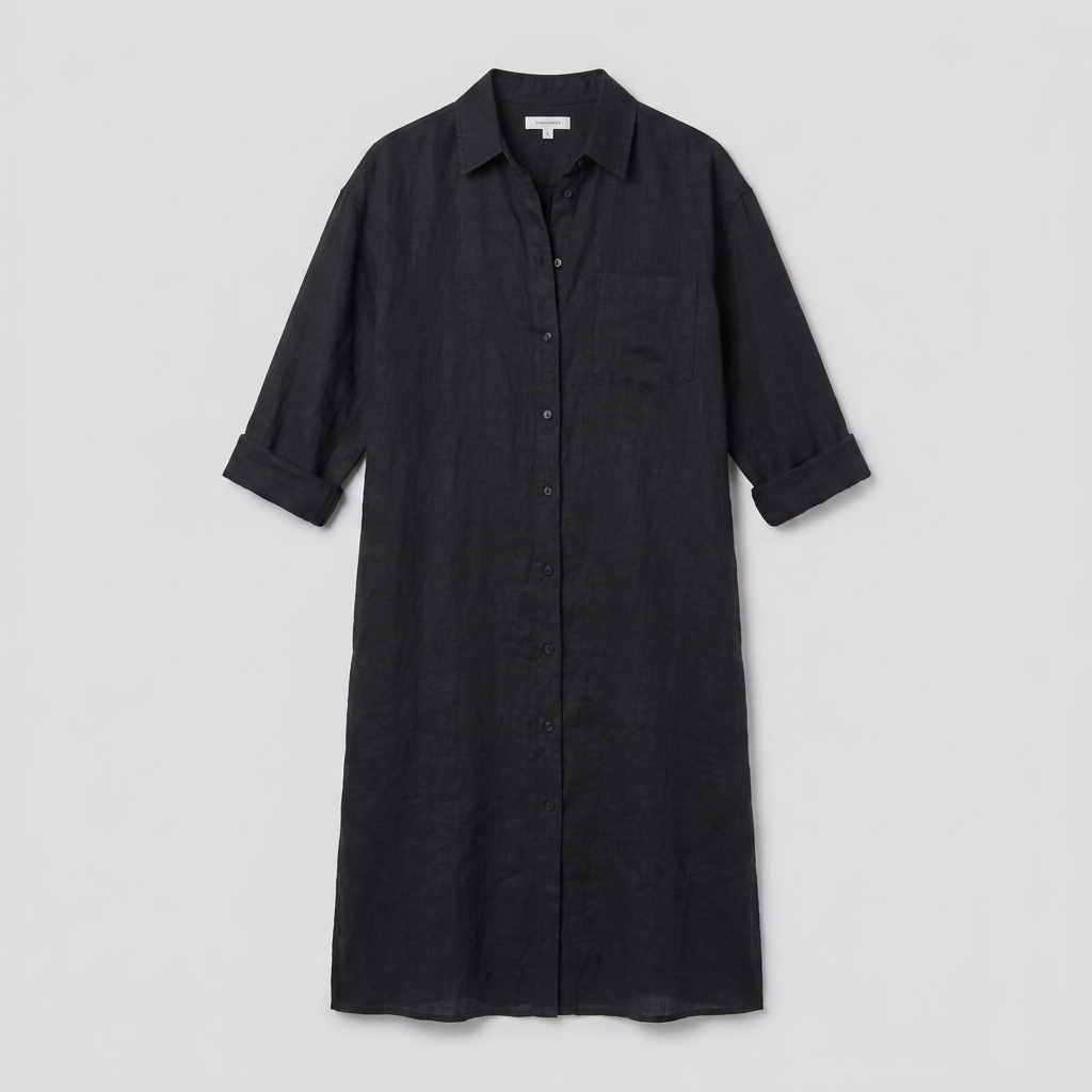 Lina linen shirt dress product flat-lay