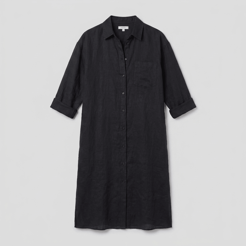 Lina linen shirt dress product flat-lay